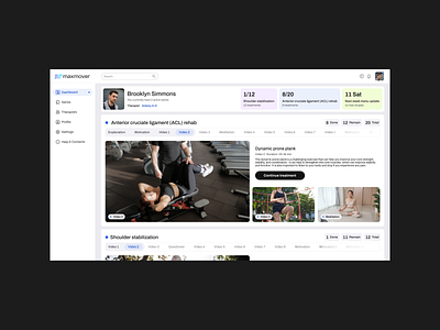 MaxMover Concept: Digital Fitness & Wellness Coach appconcept branding dashboard designconcept digitalwellness fitness healthandfitness healthcare healthtech interfacedesign loginui logo sportsrehab therapyapp ui uiux userexperience ux web wellness