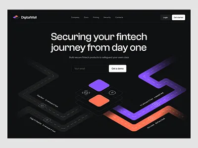 Cybersecurity for fintech: hero design, product website, landing cyber threats cybersec cybersecurity platform cybersecurity website data management digital product financial data fintech fintech design hero design marketing website product website saas design security web web design