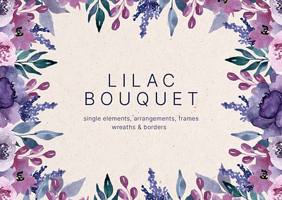 Lilac Bouquet Watercolor Design Elements flowers frame lilac lilac bouquet png png download watercolor watercolor element