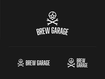 Brew Garage Logo beer branding brewery graphic design hopps logo mono