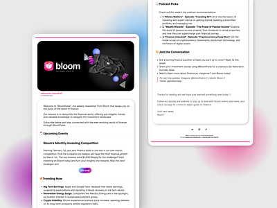 Bloom Finance Blog branding design finance genz newsletter