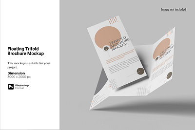 Floating Trifold Brochure Mockup float