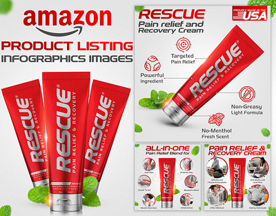 Amazon Listing Infographics Images || Pain Relief Cream a content adobe illustrator adobe photoshop amazon amazon infographics amazon listing images amazon listing ebc graphic design infographics l:isting images listing listing design