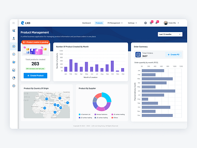 Product Management Dashboard card dashboard dashboards graphic design homepage infographics landing navigation products dashboards ui