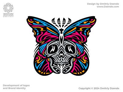 Butterfly Skull branding butterfly decoration emblem halloween insect logo moth realistic skeleton skull
