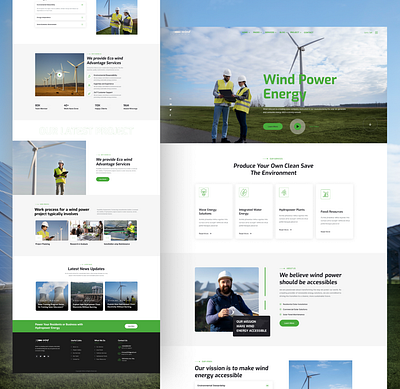 Wind Power Company Landing Page app branding design graphic design illustration logo typography ui ux vector