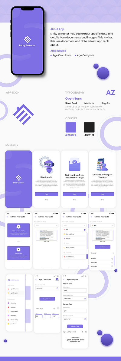 Entity Extractor Mobile App Design graphic design ui ux