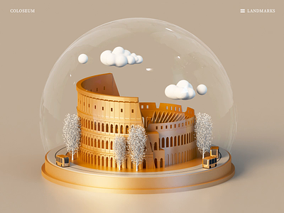 Landmarks - Coloseum 3d animation branding city crypto game illustration infographic isometric landing page lowpoly motion graphic nft render ui unity vector video web design web3