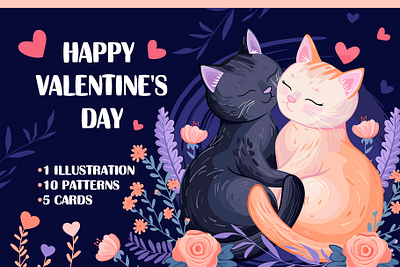 💗Valentine's day illustration💗 on the creative market animation cat graphic design illustration patterns love valentines day