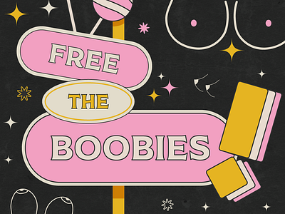 Free The Boobies Design digital art graphic design illustration retro