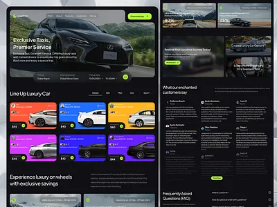 LuxeDrive - Taxi Booking Landig Page Website booking bussines car card clean design landing page rent rental rental car service taxi taxi booking taxi booking website ui uiux ux web taxi booking website