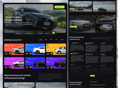 LuxeDrive - Taxi Booking Landig Page Website booking bussines car card clean design landing page rent rental rental car service taxi taxi booking taxi booking website ui uiux ux web taxi booking website