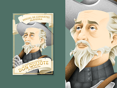 Don Quijote book cover design don quijote don quixote grain texture grit illustration miguel de cervantes saavedra old man texture vector