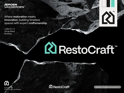 RestoCraft - Logo Design architect arrow brand identity design branding build building c contractor craft home house identity design logo logo design logo monogram mint monogram r restoration restore