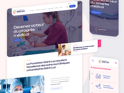 Fondation Saint-Luc - Website Design belgium blue clean clinic design desktop foundation hospital interface medical mobile modern odoo pink research saint luc ui ux web website