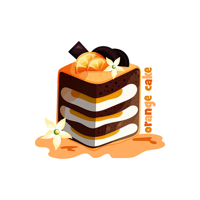 The piece of orange and chocolate cake art design digital food illustration graphic design illustration orange vector апельсин вектор векторная графика векторная иллюстрация графический дизайн иллюстрация цифровой арт