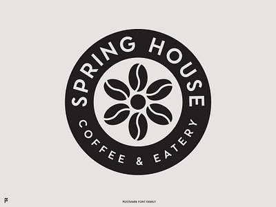 Spring House Coffee & Eatery beans branding cafeteria circle coffee coffee beans display flower font logo logo design postmark rounded sans seal spring stamp