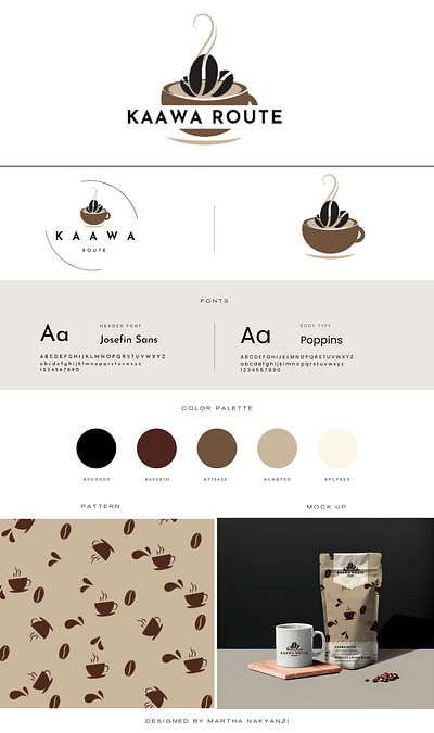 Kaawa Route Brand Board adobe app branding coffee coffeedesign color palette design graphic design illustrator logo logo design product design typography ui ux vector website