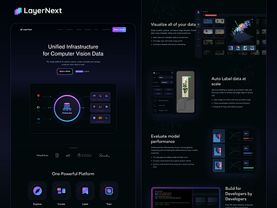 LayerNext-AI Data Management Platform(Website) artificial intelligence dark mode website