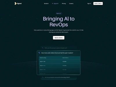 Signal - Website ai dark theme dark ui data landing page saas ui saas website sales semiflat ui web design webflow website