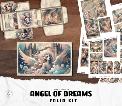 Angel of Dreams folio kit branding clipart design ephemera graphic design illustration junk journal scrapbook