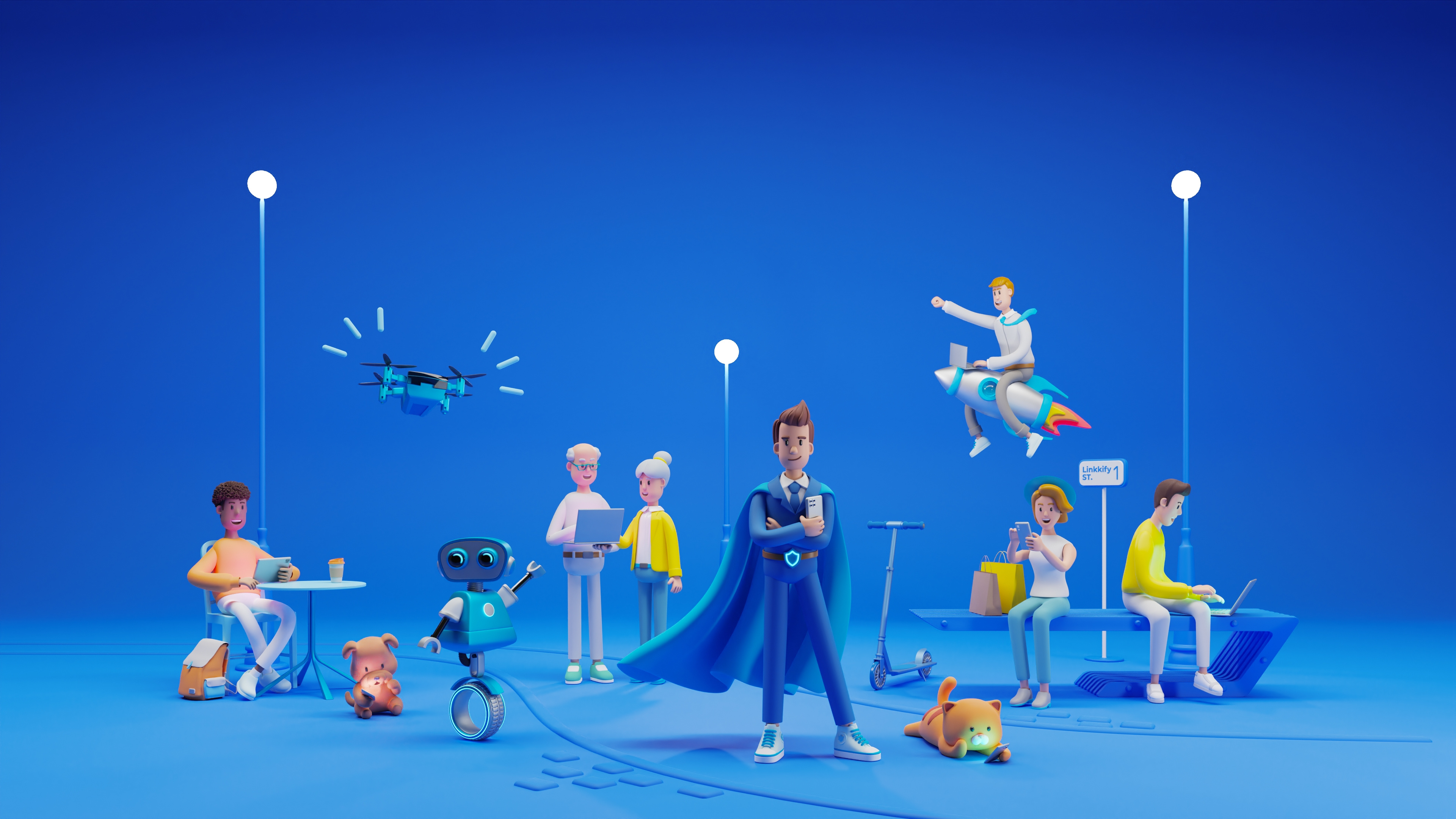 IT Hero Characters 3d 3d art 3d character 3d illustration b3d blender blender3d blue design hero illustration ui