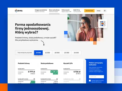 ifirma.pl – tax calculator – landing page accounting bookkeeping branding calculator comparison design system grid landing page lead magnet marketing mobile style guide table tax ui ux website