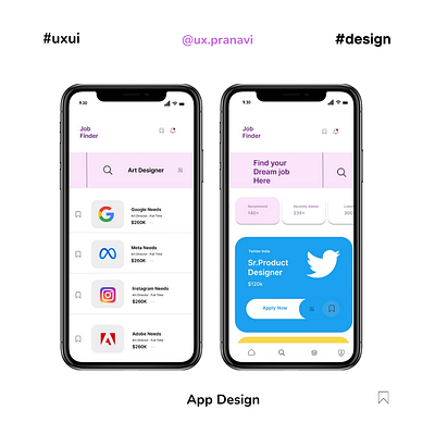 JOB Finder branding design figma mobiledesign ui ux uxui