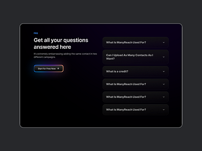 FAQ Section x ManyReach product design saas ui design uiux design ux design