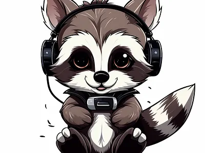 Racoon With Headphone Vector branding design graphic design illustration logo merch by amazon typography ui ux vector