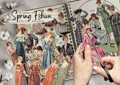 vintage Spring fashion clipart branding clipart design ephemera graphic design illustration junk journal scrapbook