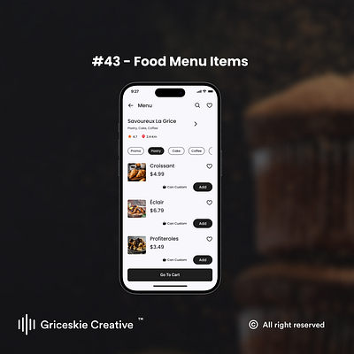 Daily Ui 43 - Food Menu Items behance dribbble figma ui ux