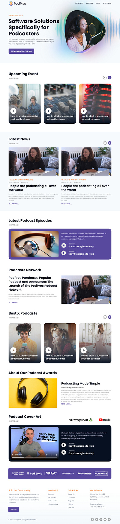 PODPROS Software Solutions Specifically for Podcasters Designs branding design graphic design landing page podcast website design ui ux websitedesign