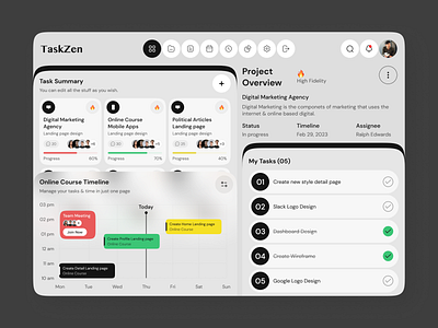 Task Management Dashboard | ProjectOverview | Digital Marketing activity calendar dashboard data design digital product management management product design project management project tracking roadmap saas saas design saas product task task tracking team collaboration tracking ui ux