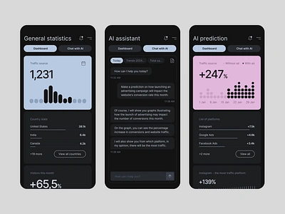 Mobile app animation for the AI-powered marketing tool pt.2 ai marketing ai saas ai website animation b2b saas b2b website landing page marketing website mobile app mobile app animation saas website web design