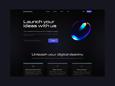 Landing Page 🚀 clean dark hosting landing page minimalist ui ux web web design