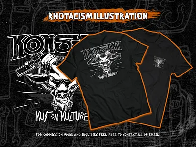 Kustom Kulture Tshirt Design apparel blackandwhite caferacer clothing clothingdesign customculture custommotorcycle darkart designforsale doodle drawing goat harleydavidson illustration japstyle merch motorcycle motorcycleartwork tshirtdesign vector