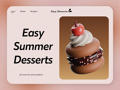 Desserts 3D 3d 3dart 3dillustration 3dmodeling blender branding design illustration logo ui