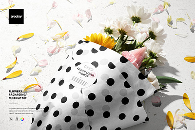 Flowers Packaging Mockup Set creator custom customizable design designed flowers packaging mockup set generator mock up mock ups mockup mockups pattern patterns personalized printed smart object surface template templates