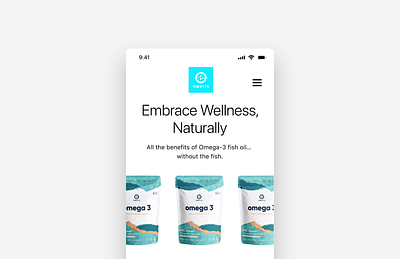 OMVITS design digital design landing page mobile mobile first mobile marketing page omega 3 organic shapes supplements supplements mobile experience typography ui ux wellness wellness landing page