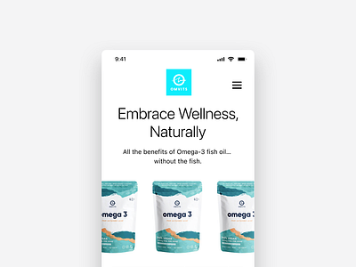 OMVITS design digital design landing page mobile mobile first mobile marketing page omega 3 organic shapes supplements supplements mobile experience typography ui ux wellness wellness landing page