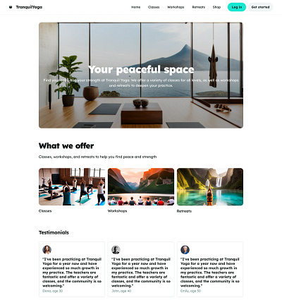 Yoga practice center - Home page design design ui ux