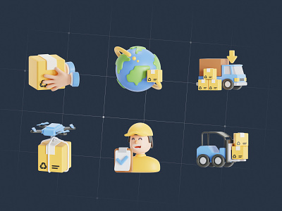 Logistics 3D Icon Pack 3d icons delivery ecommerce icon icon pack illustration logistics packaging shopping transport