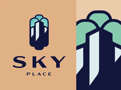 Sky Tower Logo apartments art deco artdeco badge branding city condo garden graphic design illustration luxury metro office real estate skyline tower towers trees urban