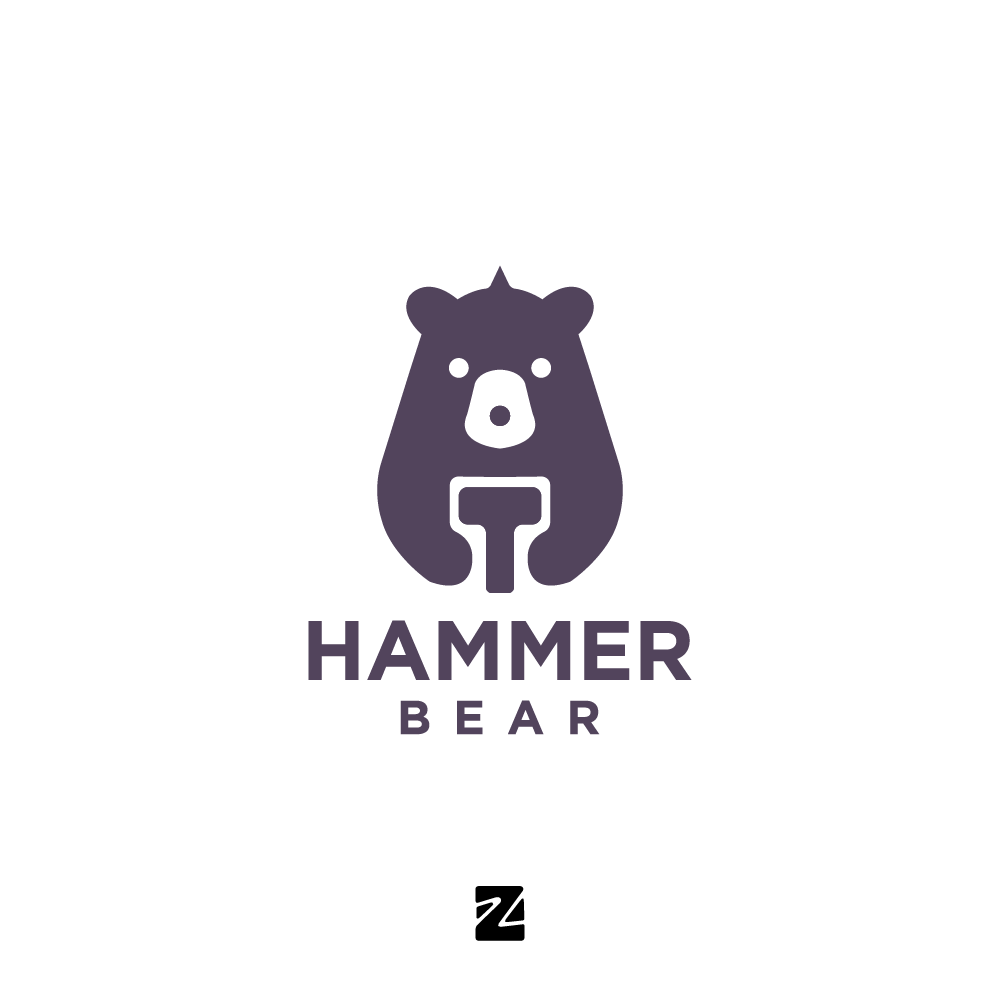 Hammer Bear Logo animal bear branding design design logo graphic design hammer logo logo bear logos logotype simple simple logo templates vector