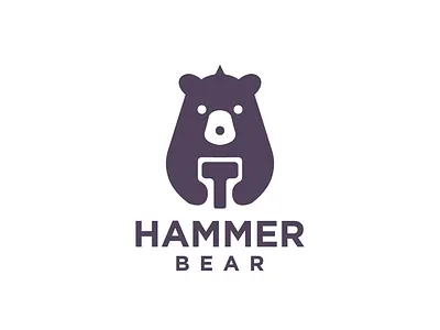 Hammer Bear Logo animal bear branding design design logo graphic design hammer logo logo bear logos logotype simple simple logo templates vector