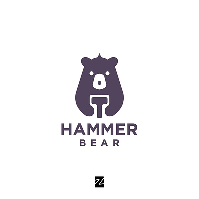 Hammer Bear Logo animal bear branding design design logo graphic design hammer logo logo bear logos logotype simple simple logo templates vector