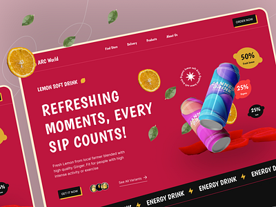 Drinks - Marketplace Website Design ecommerce website energy drinks fresh juice fruits shop juice landing page landing page design lemon marketplace online shop shopify soft drinks ui ux design vegetables web design web page website design woocommerce