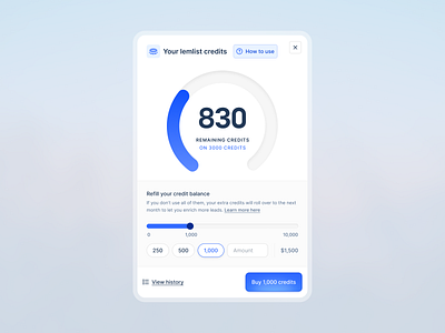 lemlist credit modal credit lemlist modal