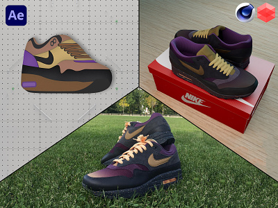 Nike Airmax Rig and 3d render 3drender aftereffetcs airmax c4d cinema4d lottie nike redshift rig